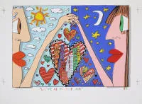 James Rizzi，《Love Is In The Air》，1989年签名彩色丝网版画