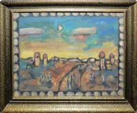 Attribuito a Georges Rouault, Paesaggio biblico (Pastorale Chretienne), dipinto a olio intorno al 1940, ritrovamento in soffitta, nella vecchia cornice originale datata (16.4.1940) di Petter Malmqvist/Helsinki, Finlandia