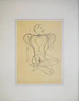 Oskar Schlemmer, "Homo, Figur T", offsetlitografi efter en tuschtegning fra 1919/1920, med brochure