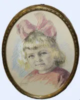 Maximilian Schultze-Bertallo，女孩肖像，1921年混合技法，原装画框
