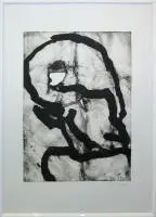 Emil Schumacher, Hommage à Picasso, signeret akvatinte-radering fra 1972/73