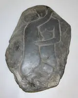 Fritz Schwarzbeck, elskende par, i omfavnelse, skiferrelief