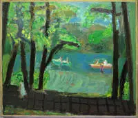 Alexej Semitschow (Алексей Семичов), Boote auf dem Fluß (Лодки на реке), Ölgemälde, gerahmt