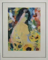 Will Sohl,半裸体与花卉,1954年大幅水彩,带框