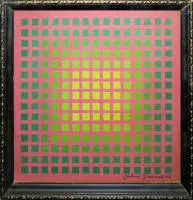 Julian Stanczak, "Melting in Late Color" (Roztapianie się w późnych barwach), Ölgemälde von 1968