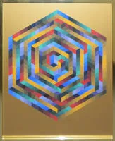 Victor Vasarely，La-Mi，出自：Bach Suite，1973年签名彩色丝网版画，画廊装框