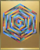 Victor Vasarely, La-Mi, da: Bach Suite, serigrafia a colori firmata del 1973, con cornice da galleria