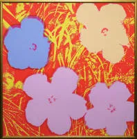 Andy Warhol, 5 x "Flowers" (5 fargevarianter), store serigrafier, Sunday B. Morning, alle innrammet