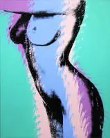 Andy Warhol - Hommage à, torso femminile, dipinto a olio & Meister Proper (Mr. Clean), 4 x 3 serigrafie, incorniciate