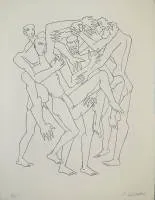Ossip Zadkine，斗争，签名石版画