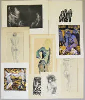 Samlingsbo: 9 papirarbeider og grafikk, bl.a. René Beeh, Esteban Fekete, Karl-Heinz Hansen-Bahia, Fritz Hassemer, Alfred Hrdlicka, Hanna Nagel og Gudrun Wassermann