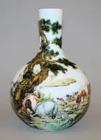 Vaso in porcellana con motivo pittorico da Giuseppe Castiglione, Cina XX sec.