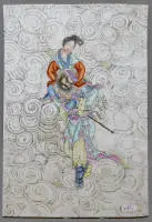 "Zhong Kui marita sua sorella", grande dipinto su porcellana, Cina, XX sec.