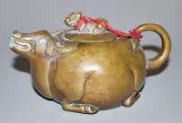 小型青铜装饰壶，清末，中国19世纪