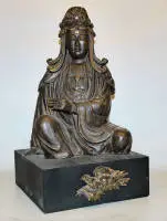 गुआनयिन की लकड़ी की मूर्ति, किंग राजवंश, चीन, 19वीं सदी