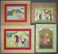 Quattro copie magistrali da originali della pittura in miniatura del Rajasthan, India, XX sec.
