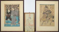 文調、芳盛及国贞，三幅18及19世纪日本彩色木版画
