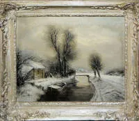 Louis Apol与E. Penning-Duprin，雪景冬景，2幅油画，带框