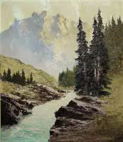Georg Arnold-Graboné, "Im Windbachtal", dipinto a olio incorniciato