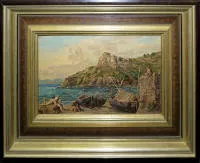 Johann Heinefetter，南国海岸场景，油画