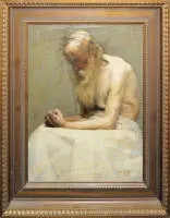Max Friedrich Helas, Anziano seduto e chiuso in sé, dipinto a olio, incorniciato