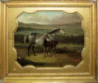 John Frederick Herring, "The dam of Jack Spigot", dipinto a olio del 1821, incorniciato