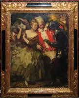 Hans Looschen，化装舞会，约1900年油画，原装华丽画框