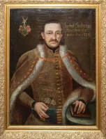 1737年肖像画家，Jacobus Engelmayer代表性四分之三肖像，金色灰泥画框