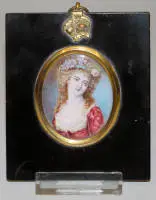 Tilskrevet Augustin Christian Ritt, miniature af "Countess Potocka", uåbnet i originalramme fra 1700-tallet