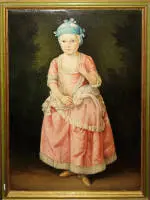 Hofrokoko-maler, helfigursportræt af en infantinde, Antoine Pesne eller Wiener Hof-kreds, oliemaleri omkring 1720/22, indrammet