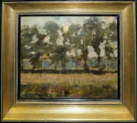扬·斯坦尼斯瓦夫斯基，《树后满月》（Pełnia księżyca za drzewami），约1895年油画