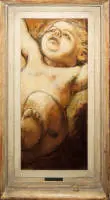 Hans Thoma, Putto på tapet fra det legendariske Café Bauer, Frankfurt am Main, oliemaleri fra 1886 og Amor på tre delfiner, radering fra 1908, begge indrammet