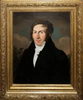 Gustav Albert Traeger，男女肖像，1833年油画及约1830/40年综合技法，均为19世纪金色灰泥画框