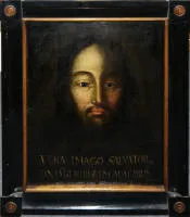 根据阿布加尔传说的基督画像"曼迪里昂"，18世纪油画，原框