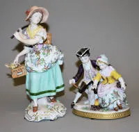 卖鸟女与冬季寓言,两件Voigt瓷器,Sitzendorf,20世纪初