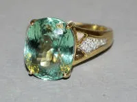 Anello con tormalina neon e brillanti, oro