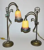Art Nouveau tarzında nostaljik masa lambası çifti