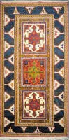 Replică modernă de covor oriental, țesut după model antic Kazak-Sevan din sec. XIX