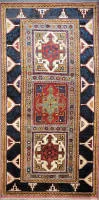 Replică modernă de covor oriental, țesut după model antic Kazak-Sevan din sec. XIX