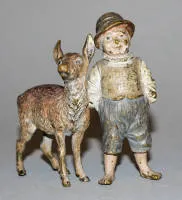 男孩与幼鹿，约1900年维也纳青铜