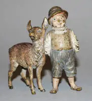 男孩与幼鹿，约1900年维也纳青铜