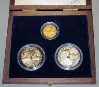Tre monete speciali ECU in oro, argento e rame, Portogallo 1991