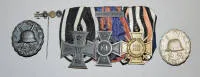 奥尔登堡三枚勋章条、微型别针及黑银伤员徽章，德意志帝国1914-1915
