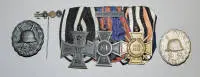 Tredelt ordensspænde Oldenburg, miniaturenål og sårmærke i sort og sølv, Kejserriget 1914-1915