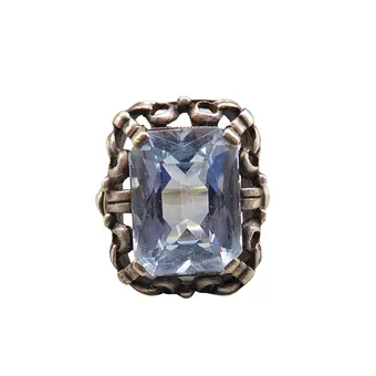 925 sterling sølvring med blå topas.