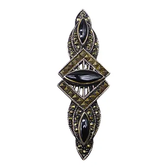 Spilla Art Déco con onice e marcasite