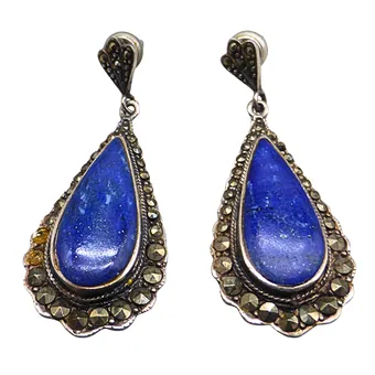 Orecchini in argento 925 con lapislazzuli e marcasite.