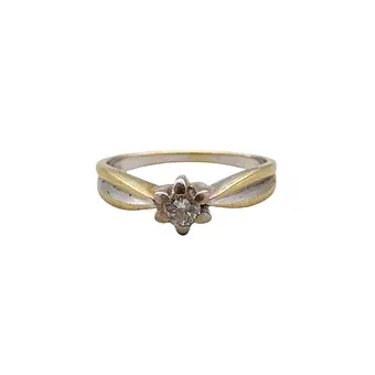 Inel din aur galben 750 cu diamant central