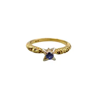 Inel din aur galben 585 cu safir albastru