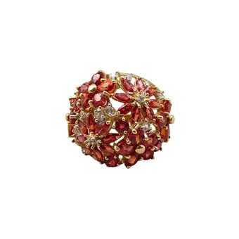 Anello in oro giallo 375 con incastonatura multicolore di pietre preziose